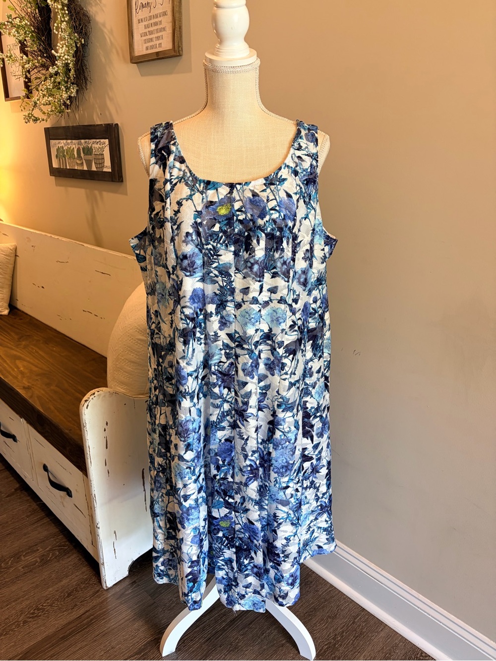Perceptions Blue Floral Midi Dress
